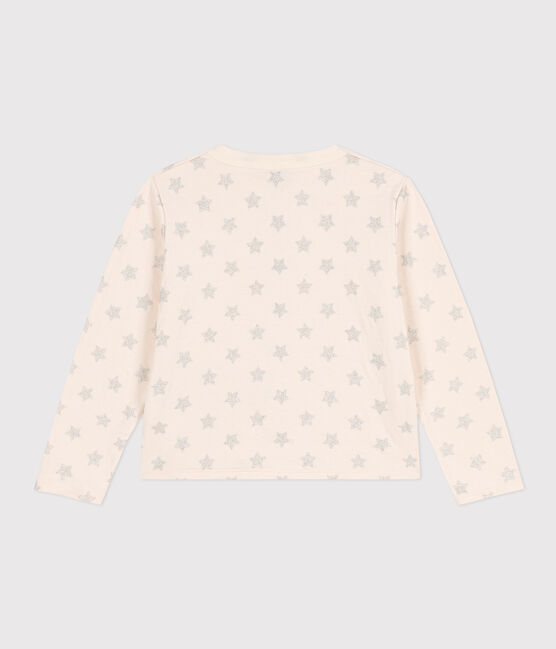 Girls' rib knit print cardigan AVALANCHE beige/ARGENT