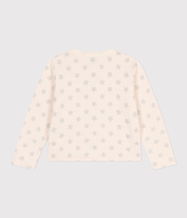 Girls' rib knit print cardigan Ecru/grey