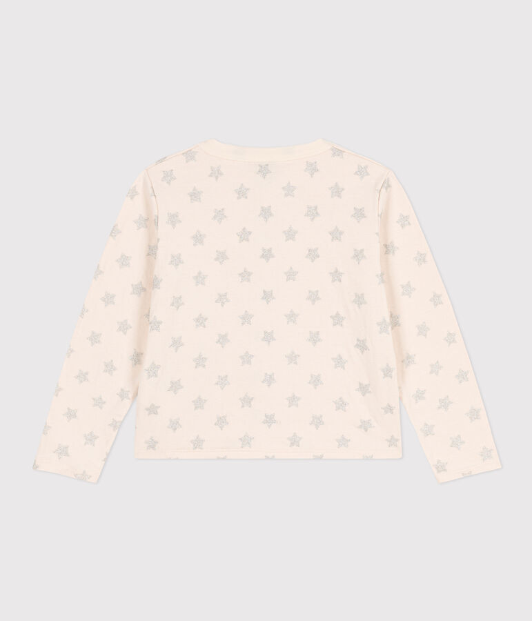 Girls' rib knit print cardigan Ecru/grey