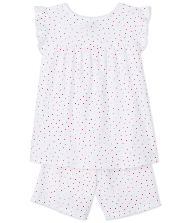 Girls' Pink Ribbed Short Pyjamas white/pink