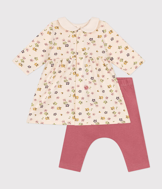Babies' cotton dress and leggings AVALANCHE white/MULTICO