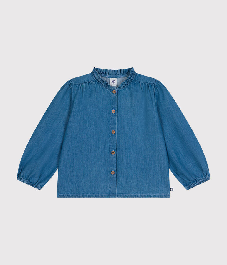 Little girls' long-sleeved denim blouse DENIM CLAIR blue