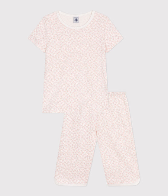 Children's floral print cotton capri pyjamas MARSHMALLOW /PANTY