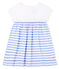 Baby Girls' Short-Sleeved Dress MARSHMALLOW white/RIYADH blue
