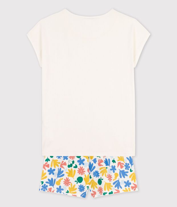 Girls' Cotton Short Pyjamas white/multicolor