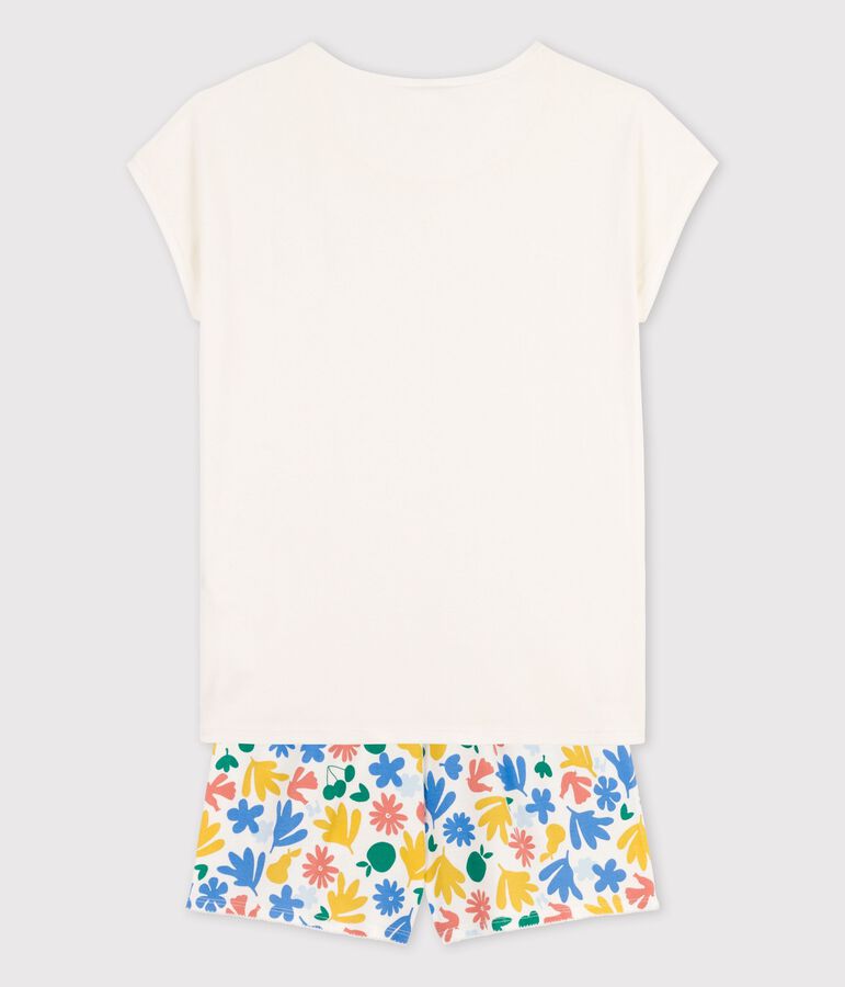 Girls' Cotton Short Pyjamas white/multicolor