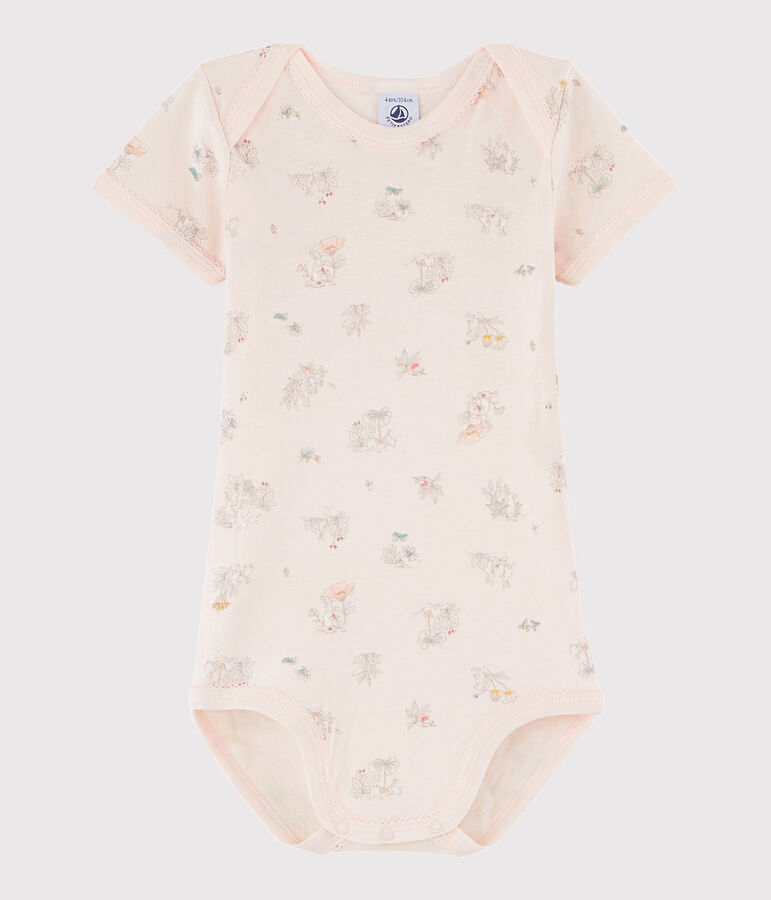 Baby Girls' Short-Sleeved Bodysuit FLEUR pink/MULTICO white