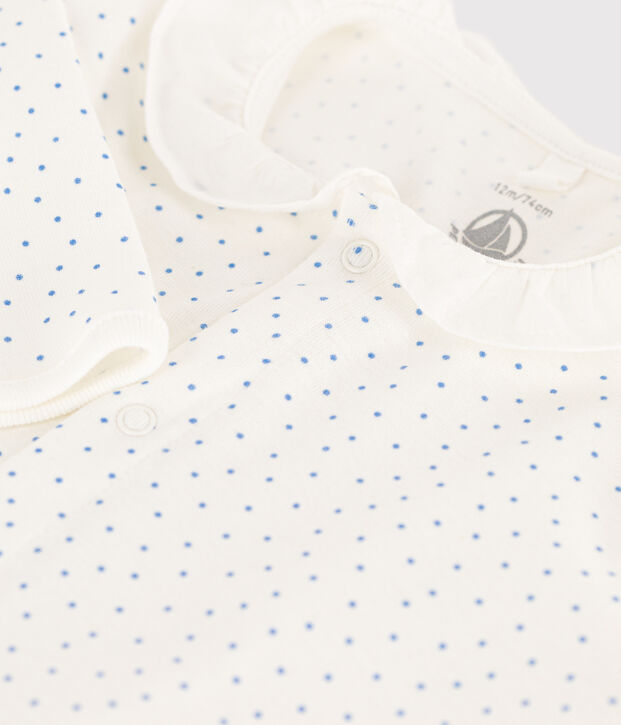 Spotted Cotton Sleepsuit white/blue