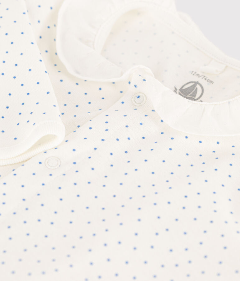 Spotted Cotton Sleepsuit white/blue