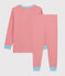 Boys' Stripy Cotton Pyjamas OURSIN orange/MARSHMALLOW white