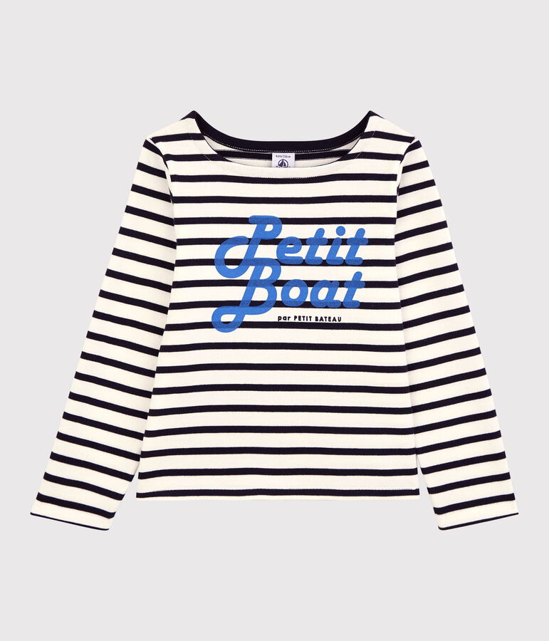 Girls' Cotton Breton Top white/blue