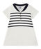 Baby girl's heavyweight jersey dress MARSHMALLOW white/SMOKING blue