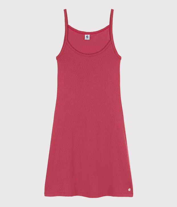 Women's Plain Openwork Cotton Babydoll Nightdress pink