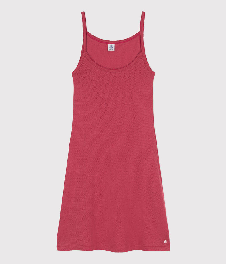 Women's Plain Openwork Cotton Babydoll Nightdress pink