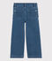 Girls' Organic Denim Flared Trousers DENIM BLEU DELAVE blue