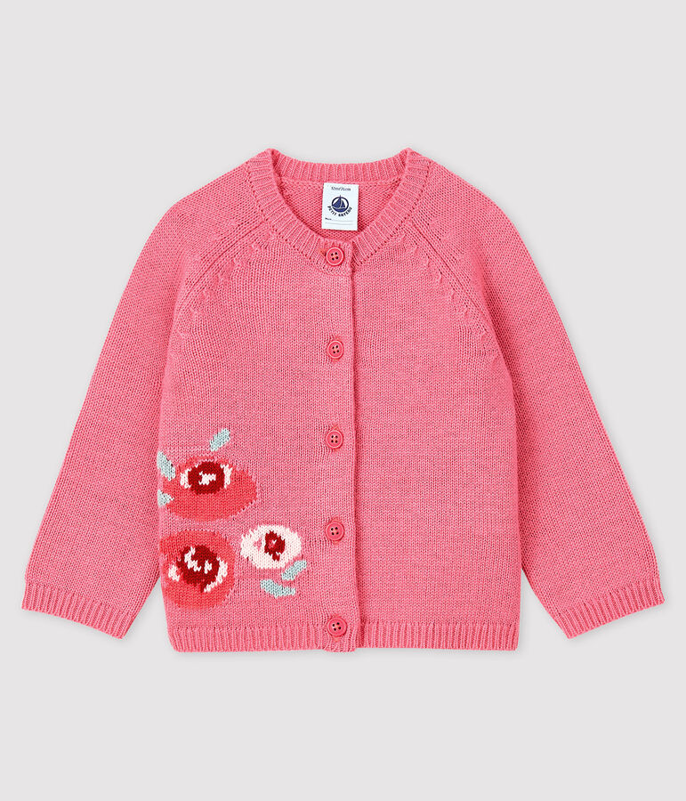 Baby girl's cardigan with print pink