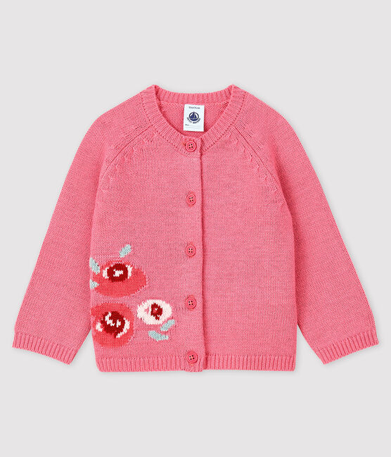 Baby girl's cardigan with print CHEEK pink