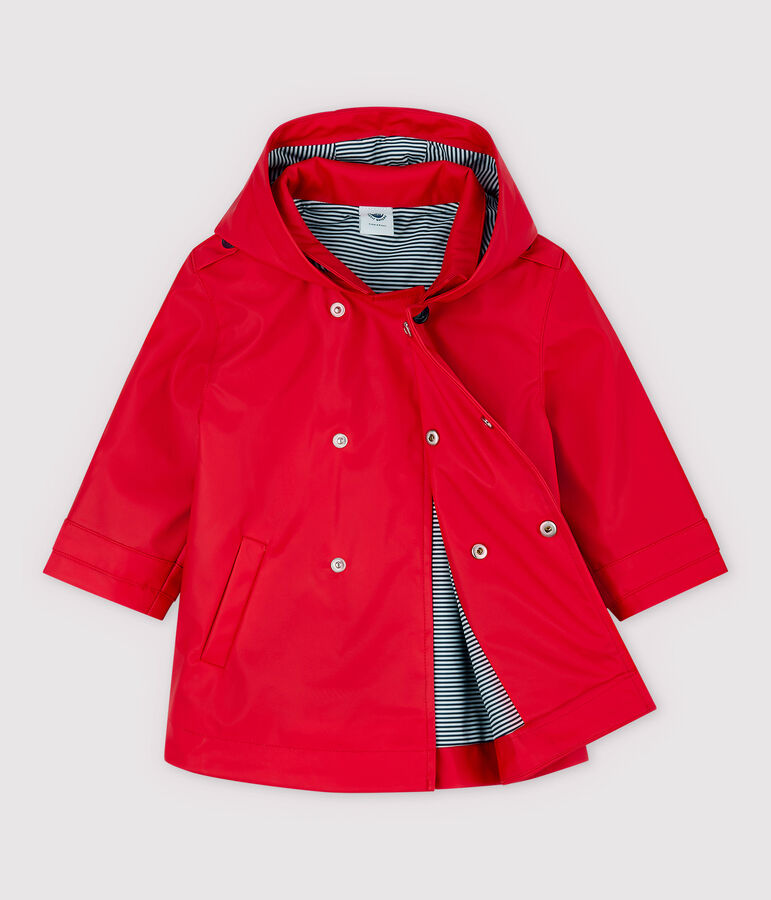Baby Girls' Polyurethane Trench coat red