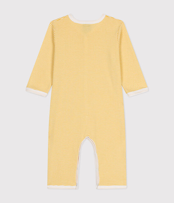Babies' long-sleeved footless cotton pyjamas BLE yellow/MARSHMALLOW white