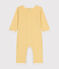 Babies' long-sleeved footless cotton pyjamas BLE yellow/MARSHMALLOW white