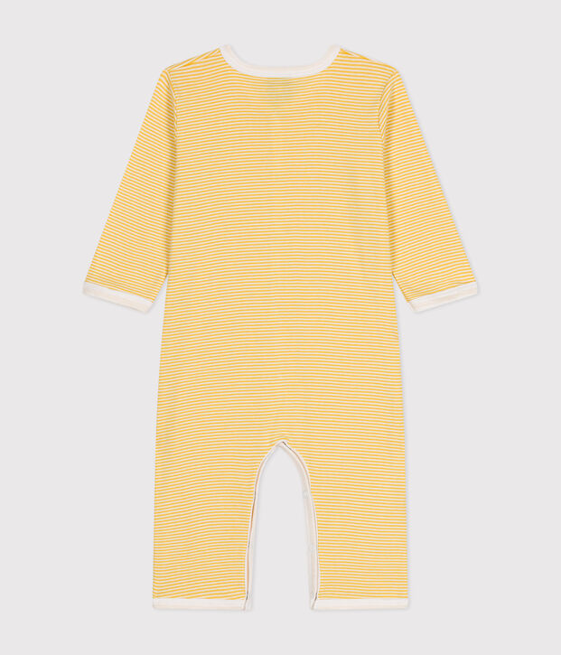 Babies' long-sleeved footless cotton pyjamas yellow/white