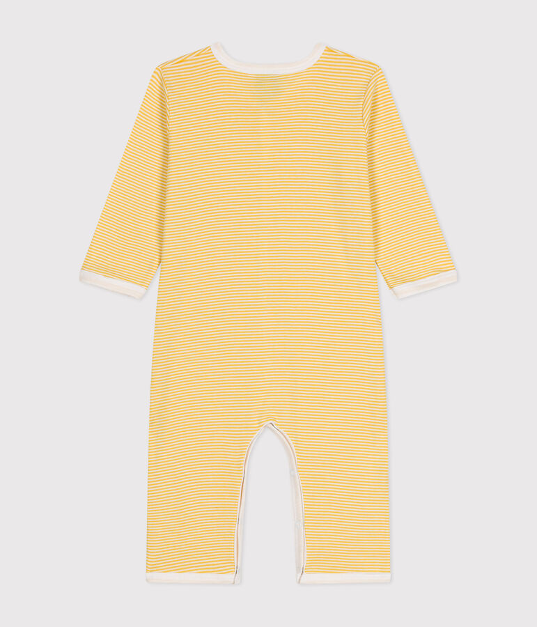 Babies' long-sleeved footless cotton pyjamas yellow/white