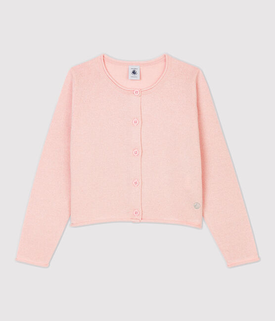 Girls' Cotton Cardigan MINOIS pink/ARGENT
