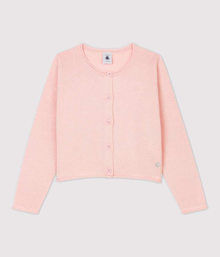 Girls' Cotton Cardigan MINOIS pink/ARGENT