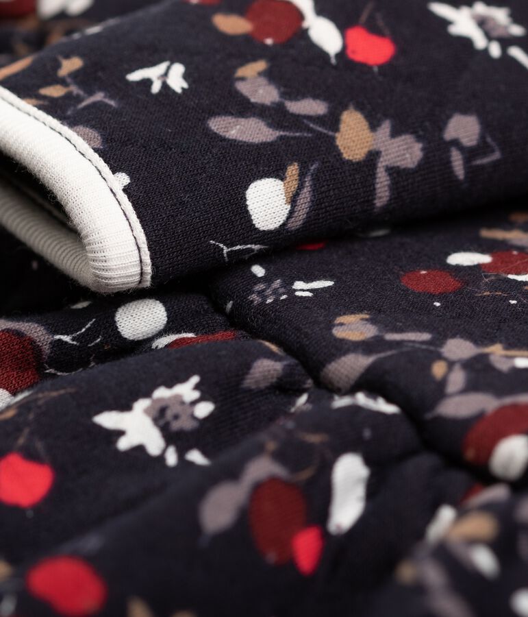 Babies' Long-Sleeved Cotton Dress. SMOKING blue/MULTICO white