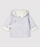 Babies' Grey Hoody in Quilted Organic Cotton Tube Knit POUSSIERE CHINE grey