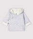 Babies' Grey Hoody in Quilted Organic Cotton Tube Knit