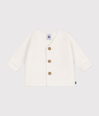 Babies' moss stitch cotton cardigan