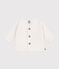 Babies' moss stitch cotton cardigan MARSHMALLOW white
