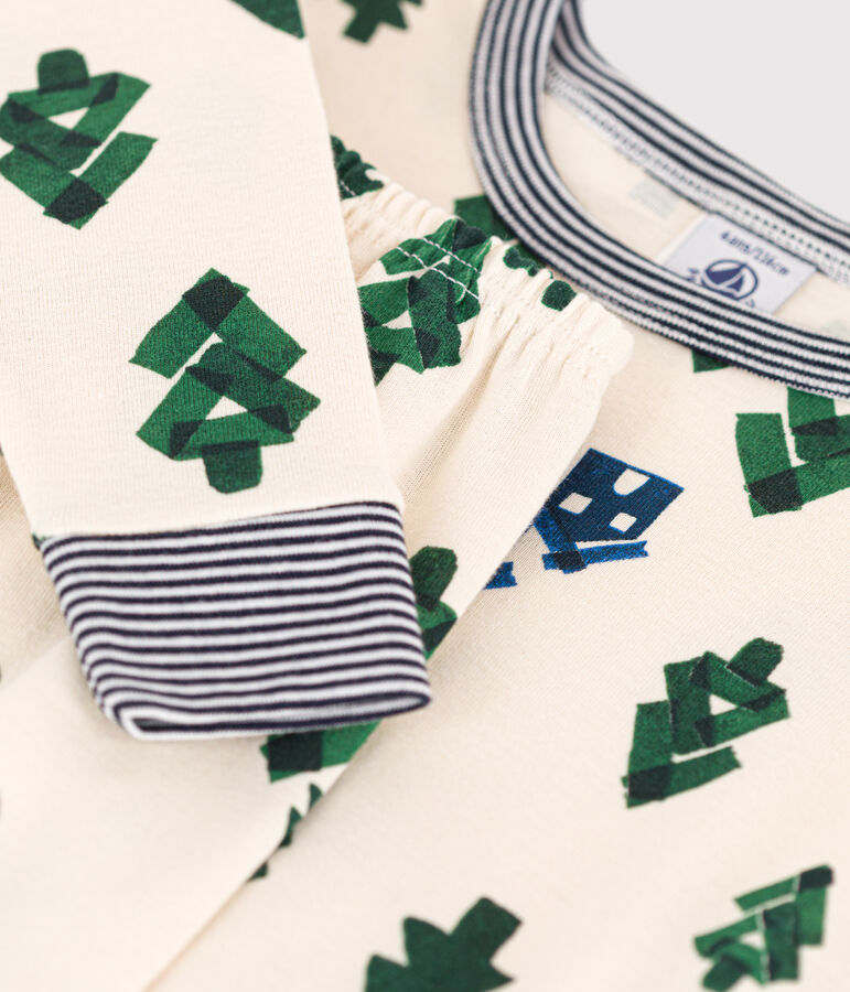 Children's Unisex Snugfit Cotton Pyjamas Ecru/blue/multicolor