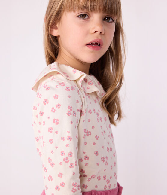 Children's long-sleeved printed cotton T-shirt MILK /MULTICO