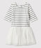 Girls' Short-Sleeved Dress MARSHMALLOW white/ARGENT grey