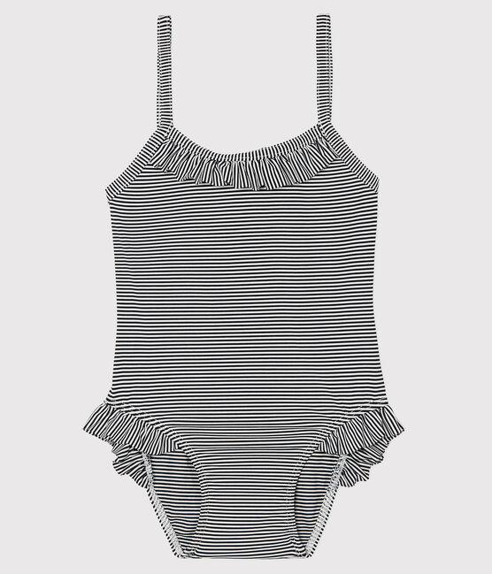 Babies' UPF 50+ Swimsuit ABYSSE blue/LAIT white