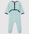 Babies' Striped Velour Sleepsuit MARSHMALLOW white/BRUME