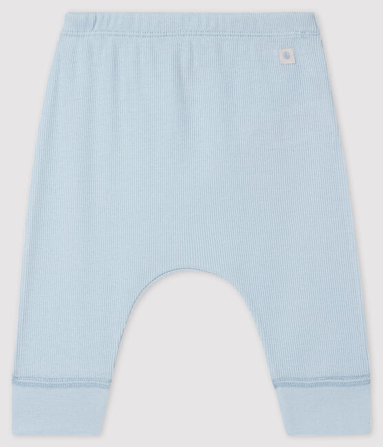 Babies' Organic Cotton 2x2 Rib Knit Leggings FRAICHEUR blue