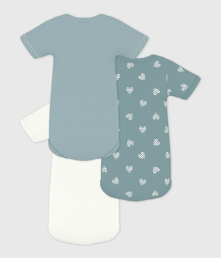 Pack of babies' short-sleeved heart print cotton bodies multicolor