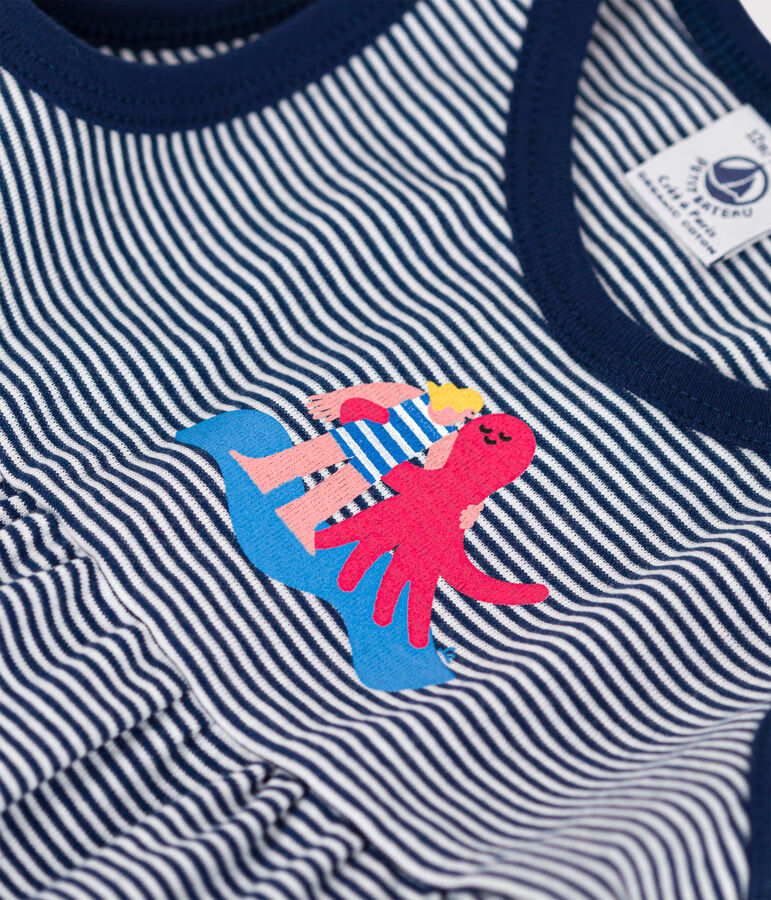 Petit Bateau x Water Family Babies' Dress MEDIEVAL blue/MARSHMALLOW white