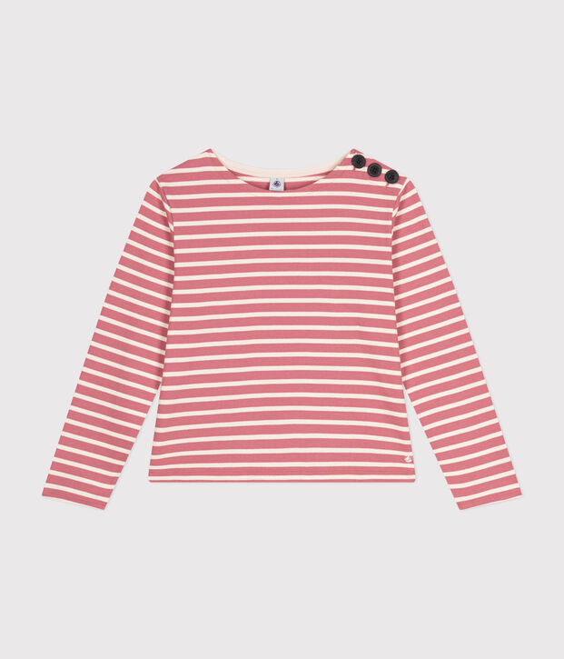 Women's Buttoned Cotton Breton Top pink/ecru