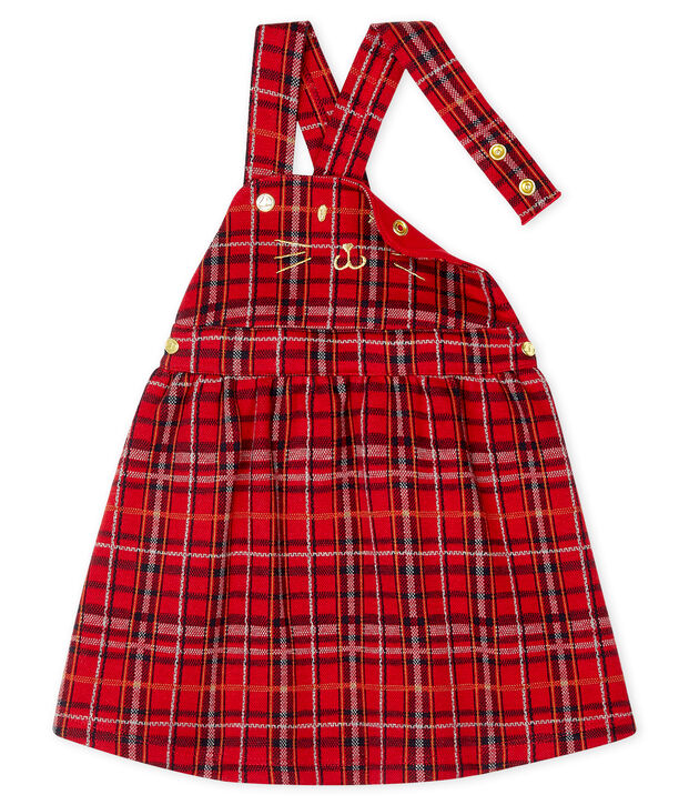 Baby Girls' Checked Dungarees/Dress red/multicolor