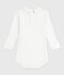 Babies' plain cotton body with an embroidered collar MARSHMALLOW white