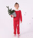 Children's plain ribbed velour pyjamas with a ruff