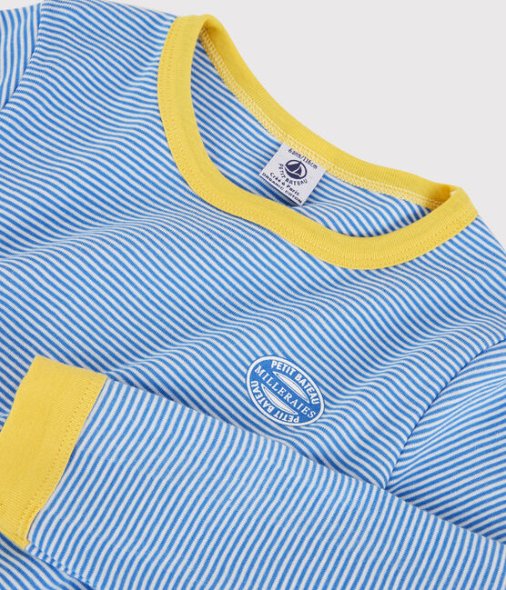 Unisex Pinstriped Organic Cotton Pyjamas BRASIER blue/MARSHMALLOW grey