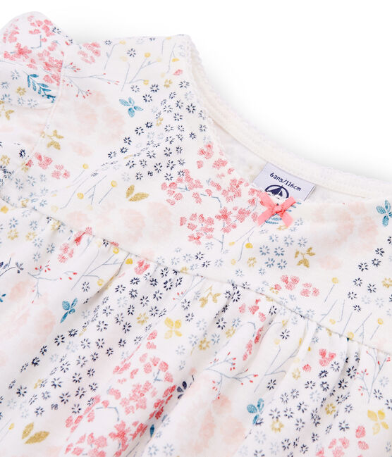 Girls' Ribbed Cropped Pyjamas MARSHMALLOW white/MULTICO white