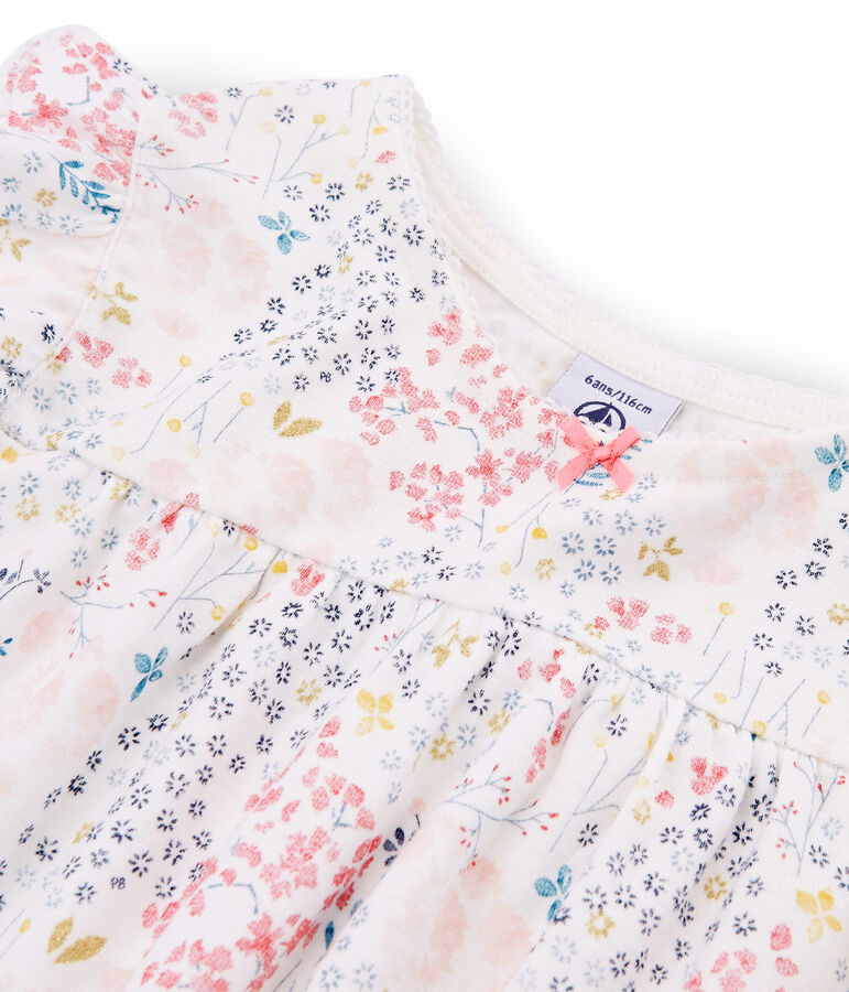 Girls' Ribbed Cropped Pyjamas white/multicolor