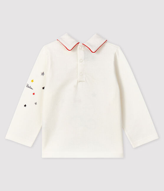 Baby boy's t-shirt with polo collar MARSHMALLOW white