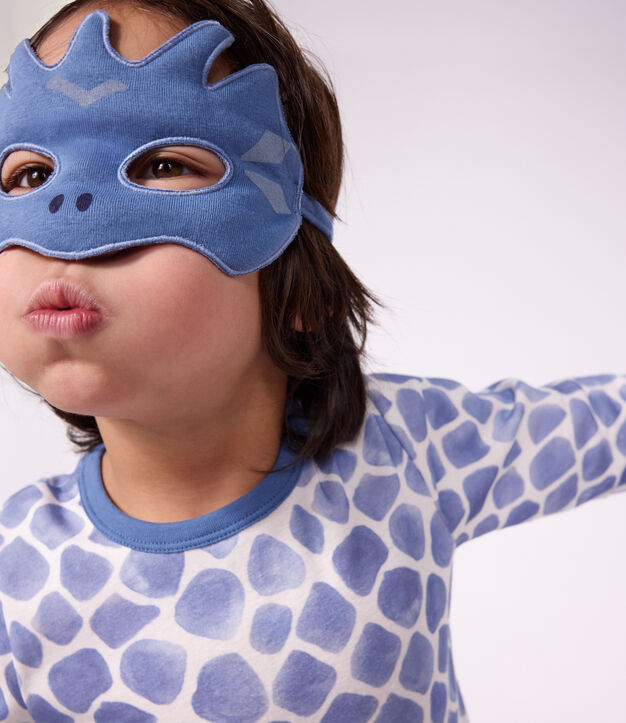 Children's cotton dragon costume pyjamas blue/blue